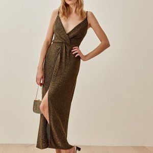 Reformation Gold Midi Dress